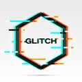 Rhombus frame in glitch style. Interference graphic image. Vector design